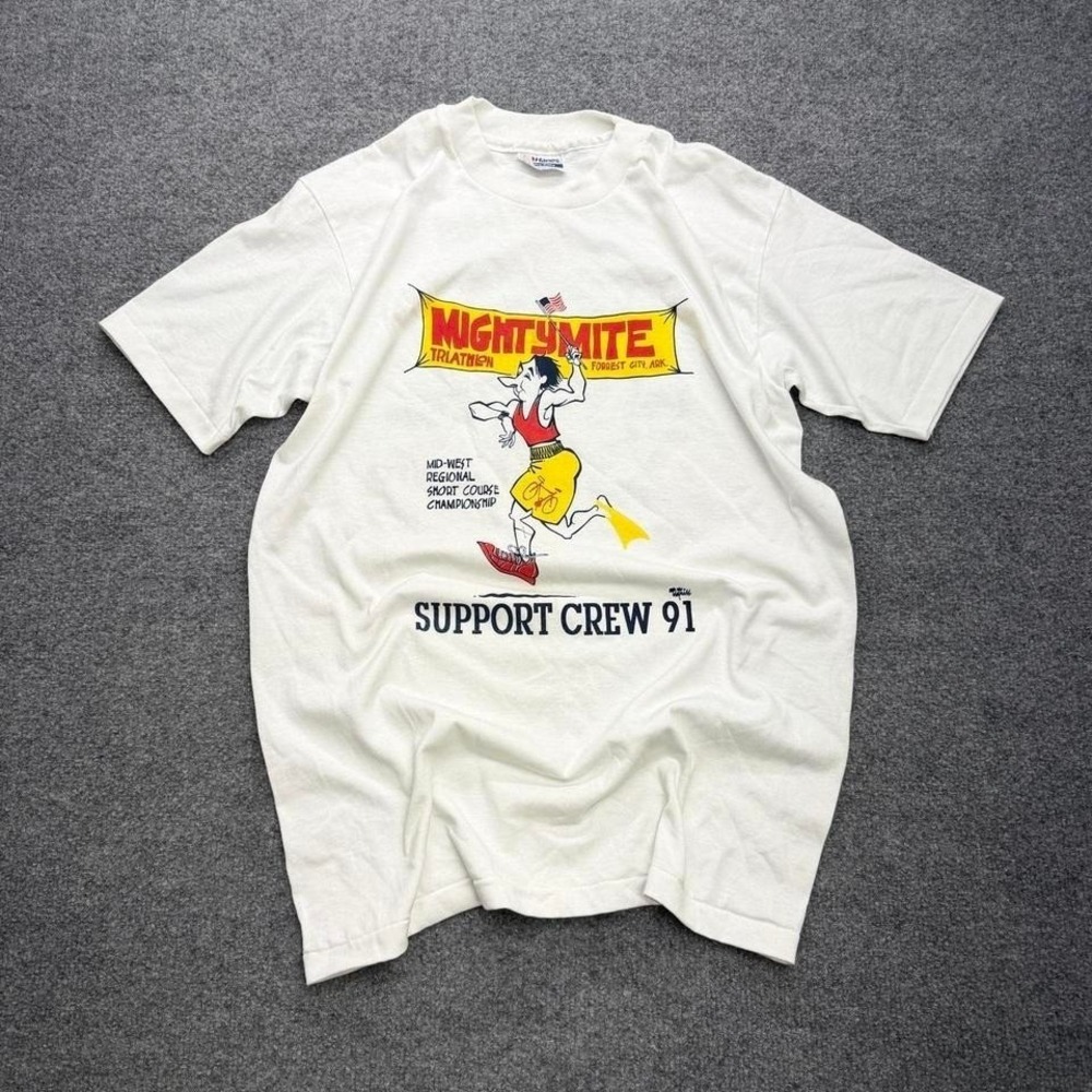90s Mighty Mite Triathlon Support Crew 91 Graphic Tee Forrest city Arkansas M